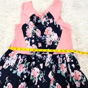 Beautees dress pink/blue navy  whit flowers size 16 girl